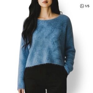 Pilcro by Anthropologie Fuzzy Blue Long Sleeve Sweater – Size M